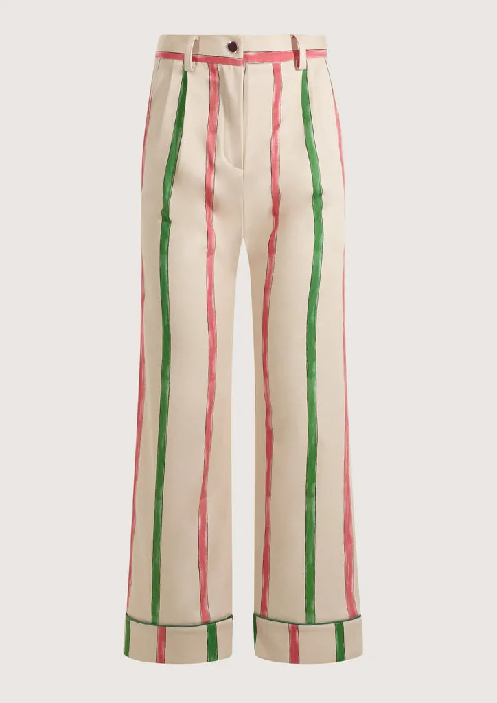 Flagelus Coco pantaloni dungi roz verde bumbac