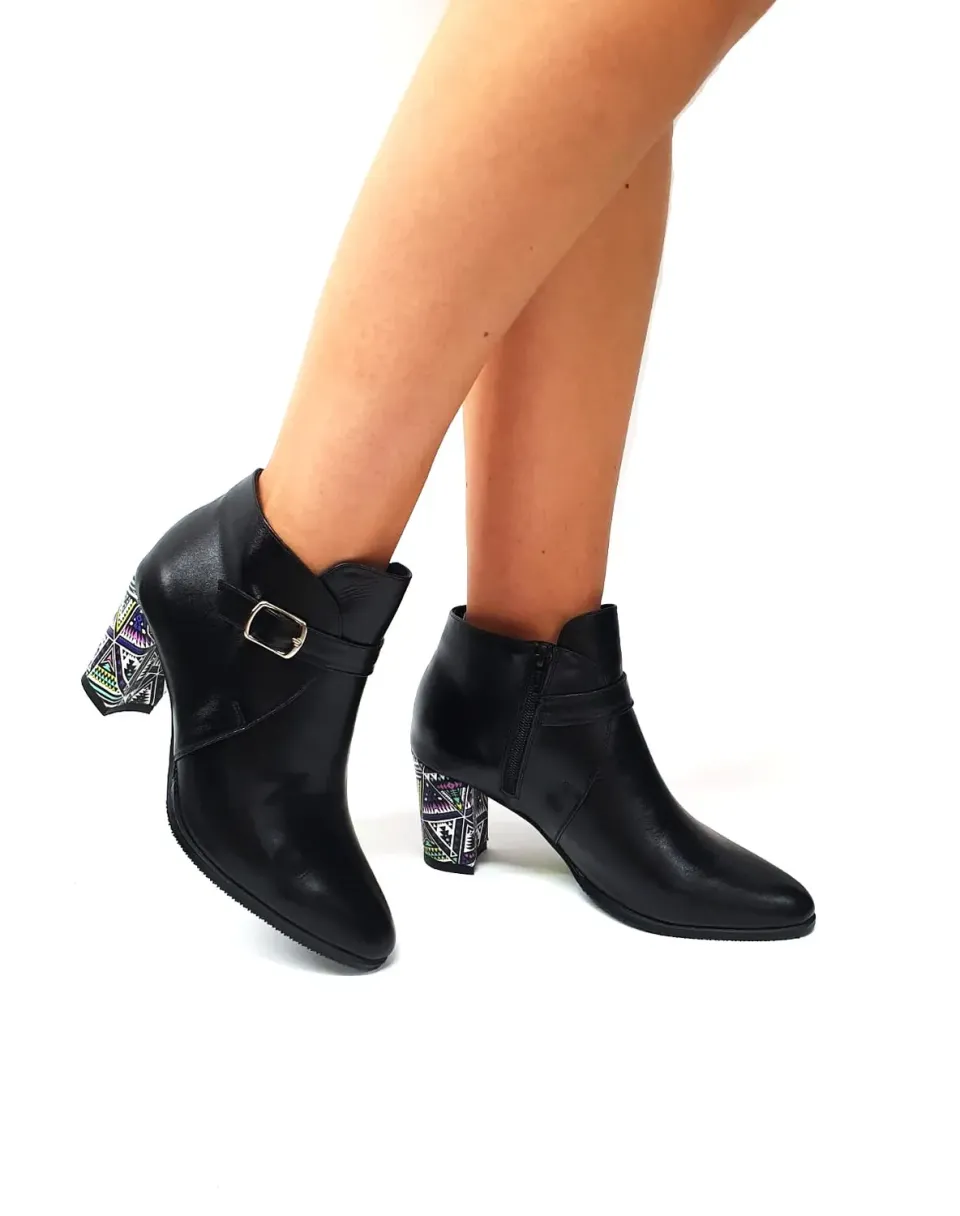 Catinca Shoes GX35 NT botine piele negru triunghiuri