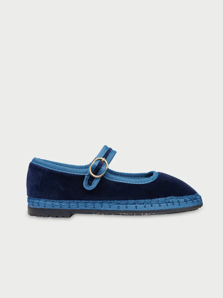 Flagelus Montague Kids pantofi Mary Jane bleumarin catifea