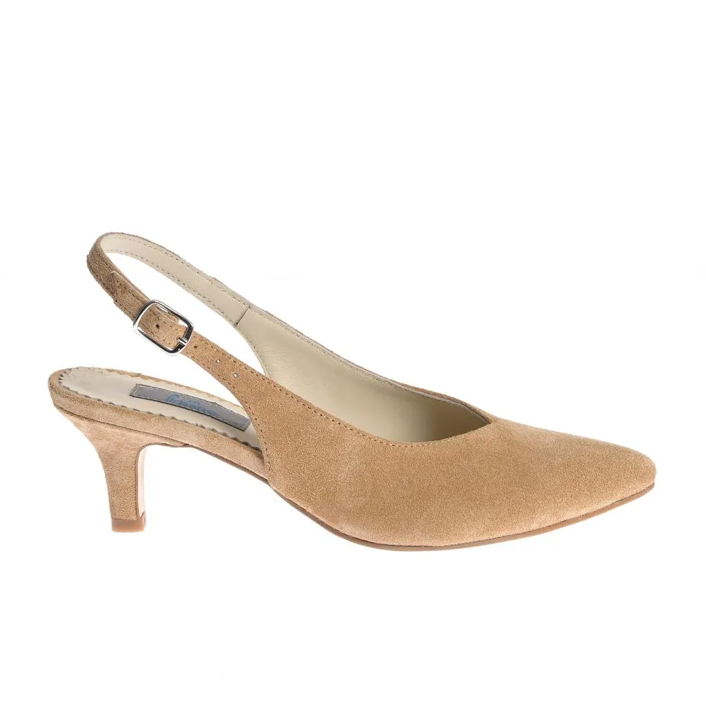 Ana Urbana Shoes Cristina slingback bej toc mic piele