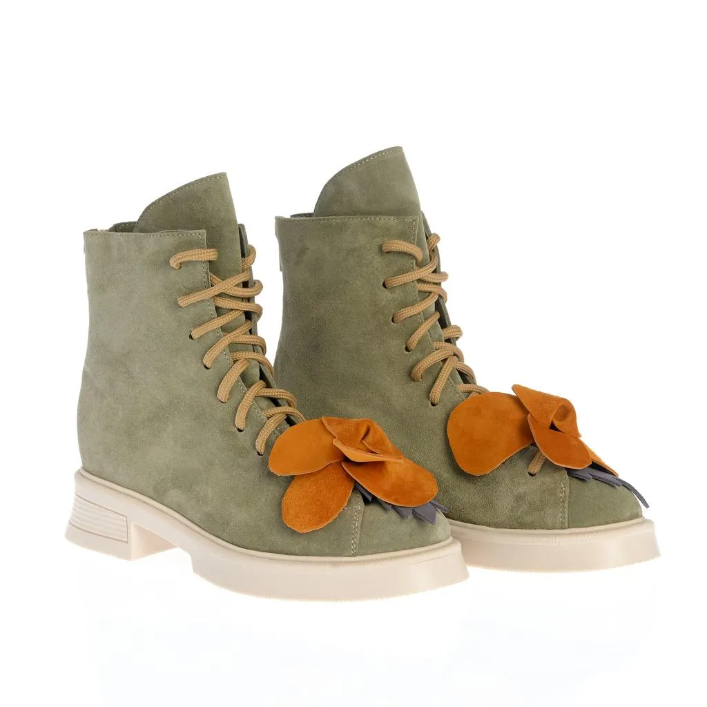 Ana Urbana Shoes Yasmina bocanci verde oliv aplicatie florala