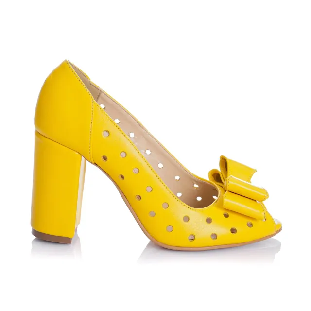 Catinca Shoes F23 GB pantofi dama galben piele box