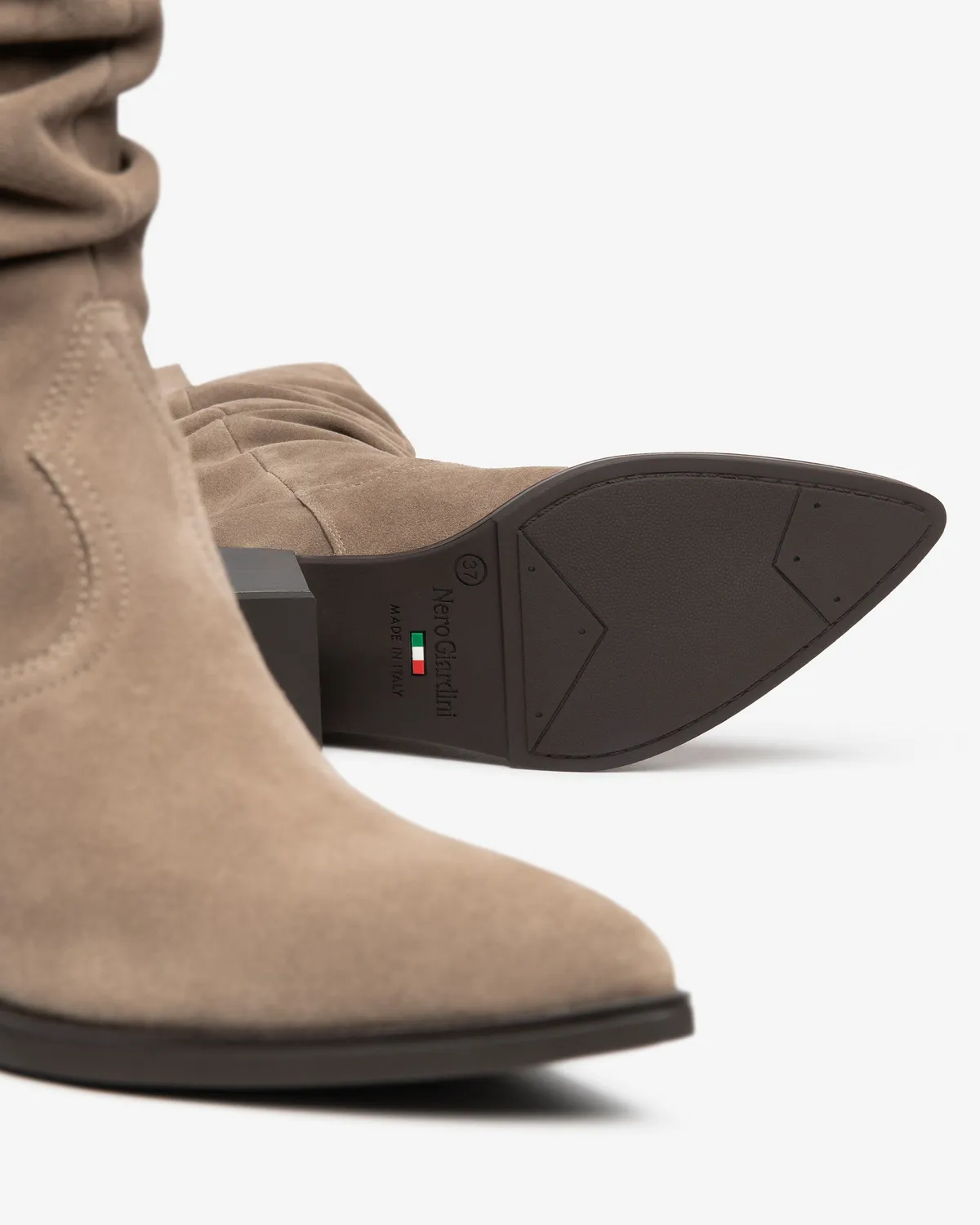 NeroGiardini cizme piele intoarsa dama toc western