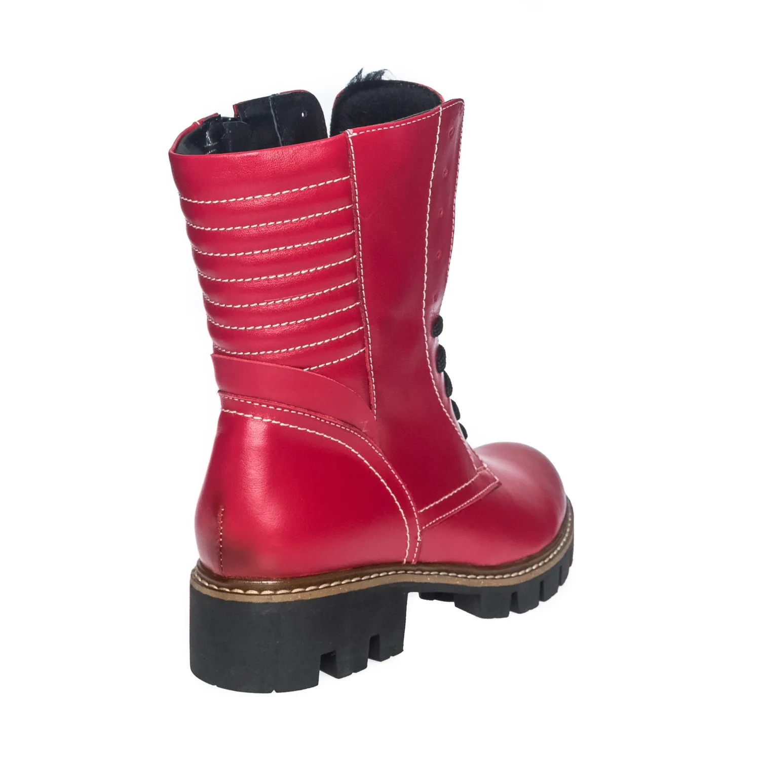 Catinca Shoes BC15 RVN bocanci piele roșu negru