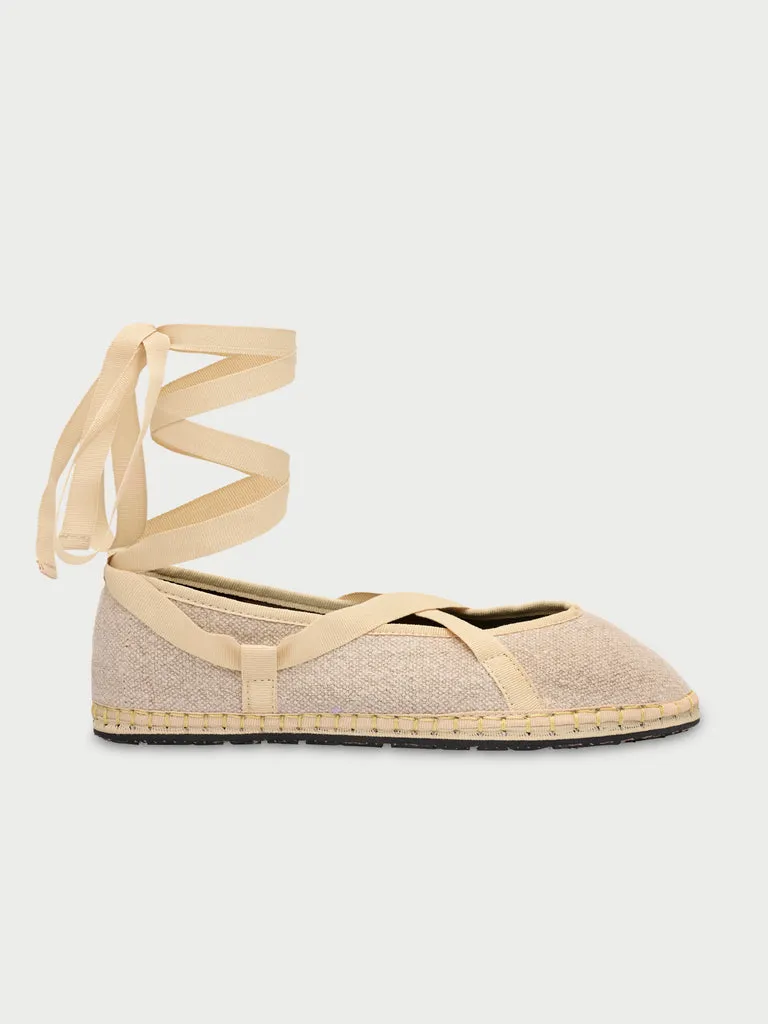 Flagelus Ribbon Linen Cream papuci bej