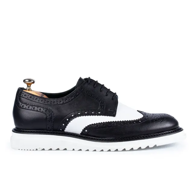 Lucas Shoes Casual 555 pantofi black white piele