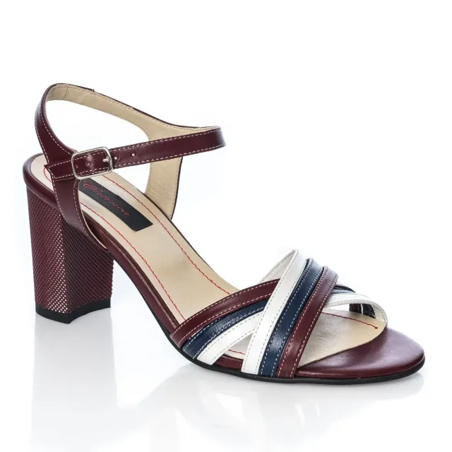 Catinca Shoes S3 BAA sandale dama piele bordo albastru alb