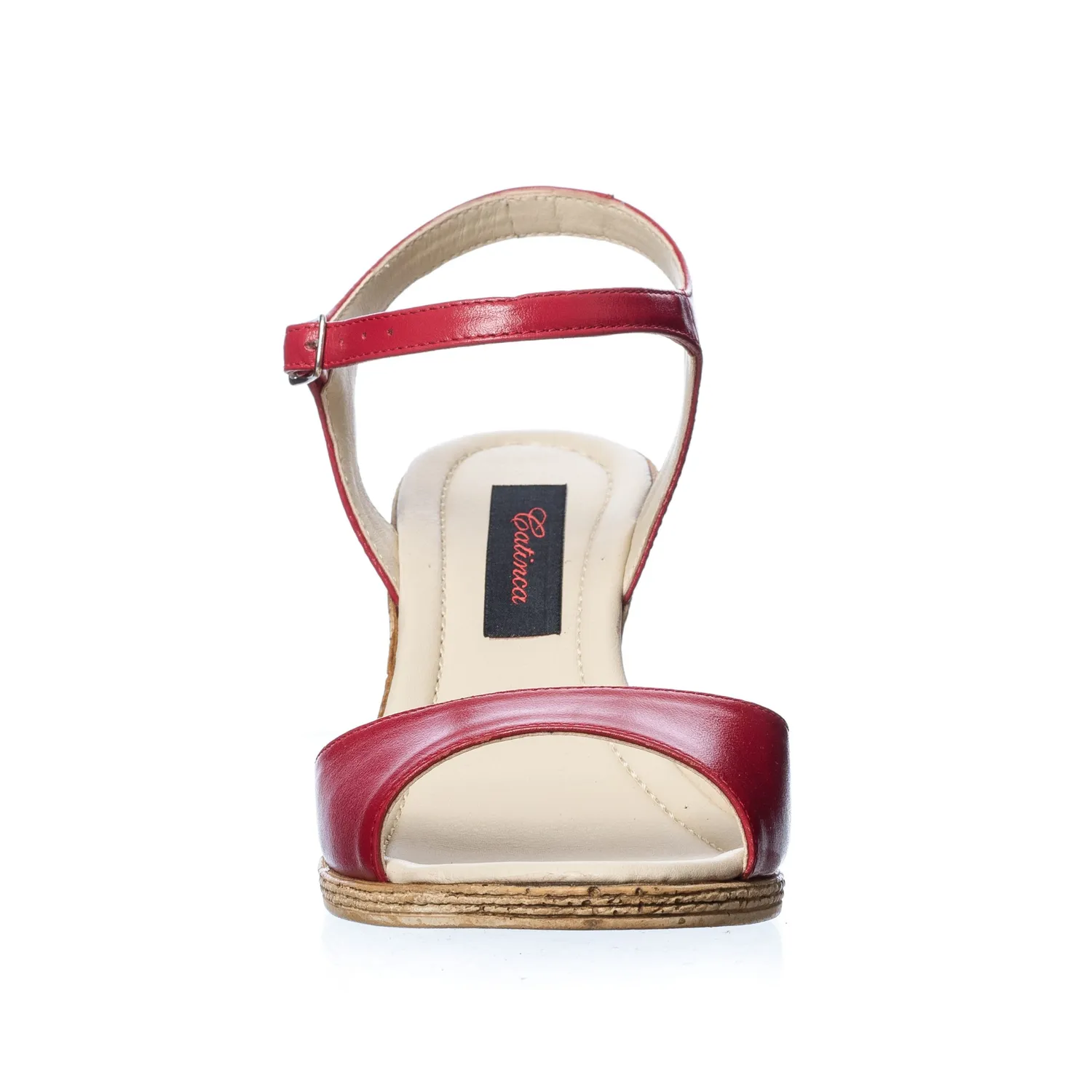 Catinca Shoes P14 R sandale dama rosu piele naturala
