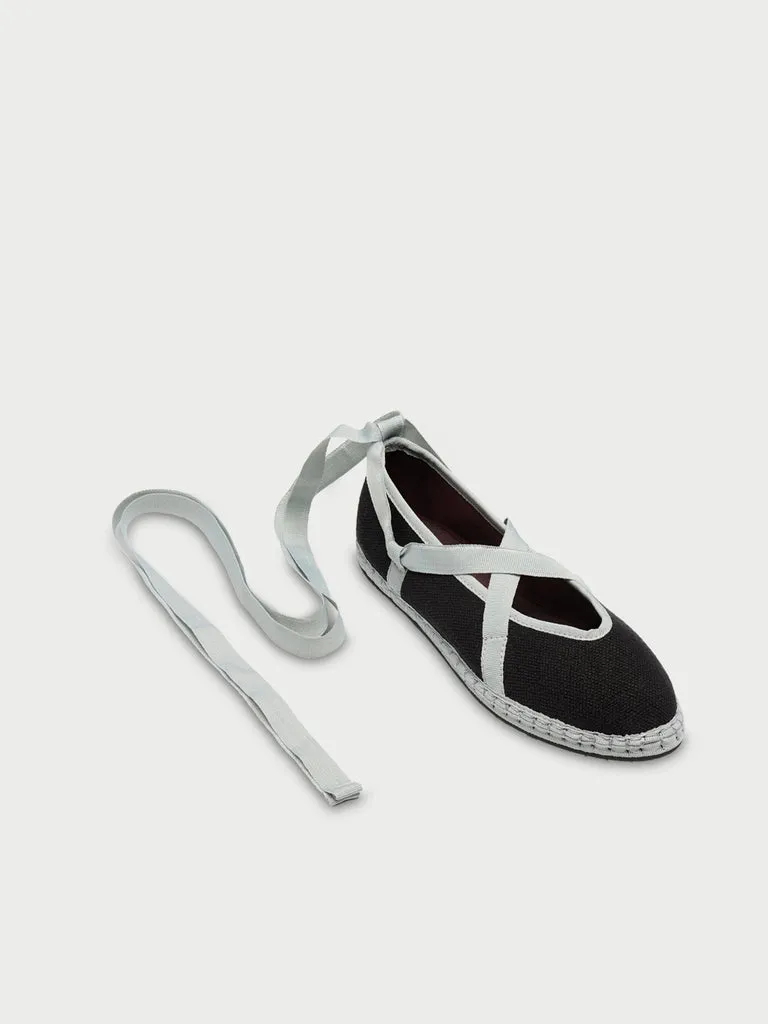 Flagelus Eichiro Linen Ribbon Black papuci negri