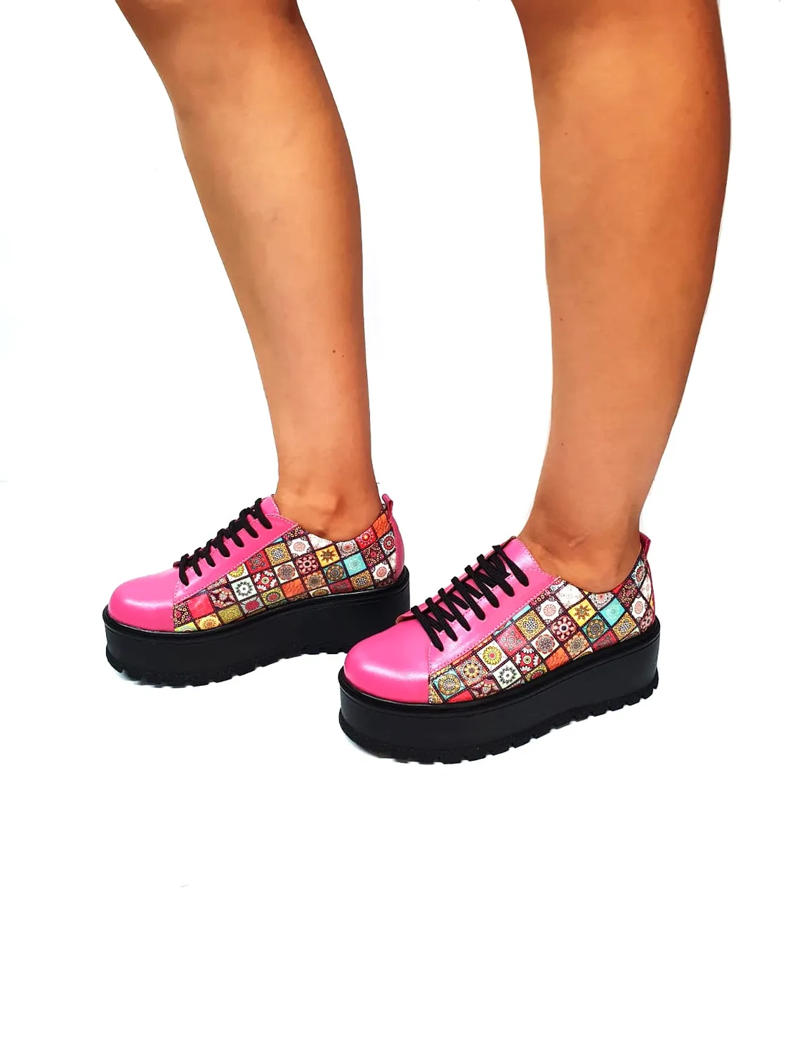 Catinca Shoes X3 RP3D pantofi piele naturala roz patratele 3D