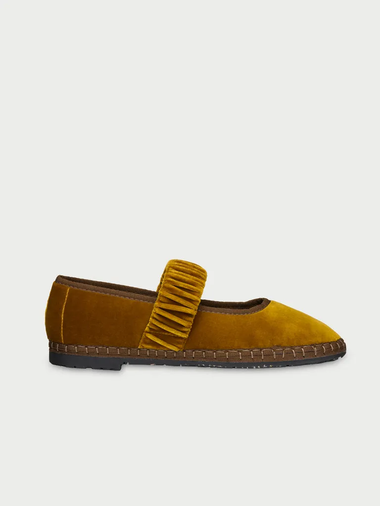 Flagelus Mafalda Ochre pantofi ocru catifea