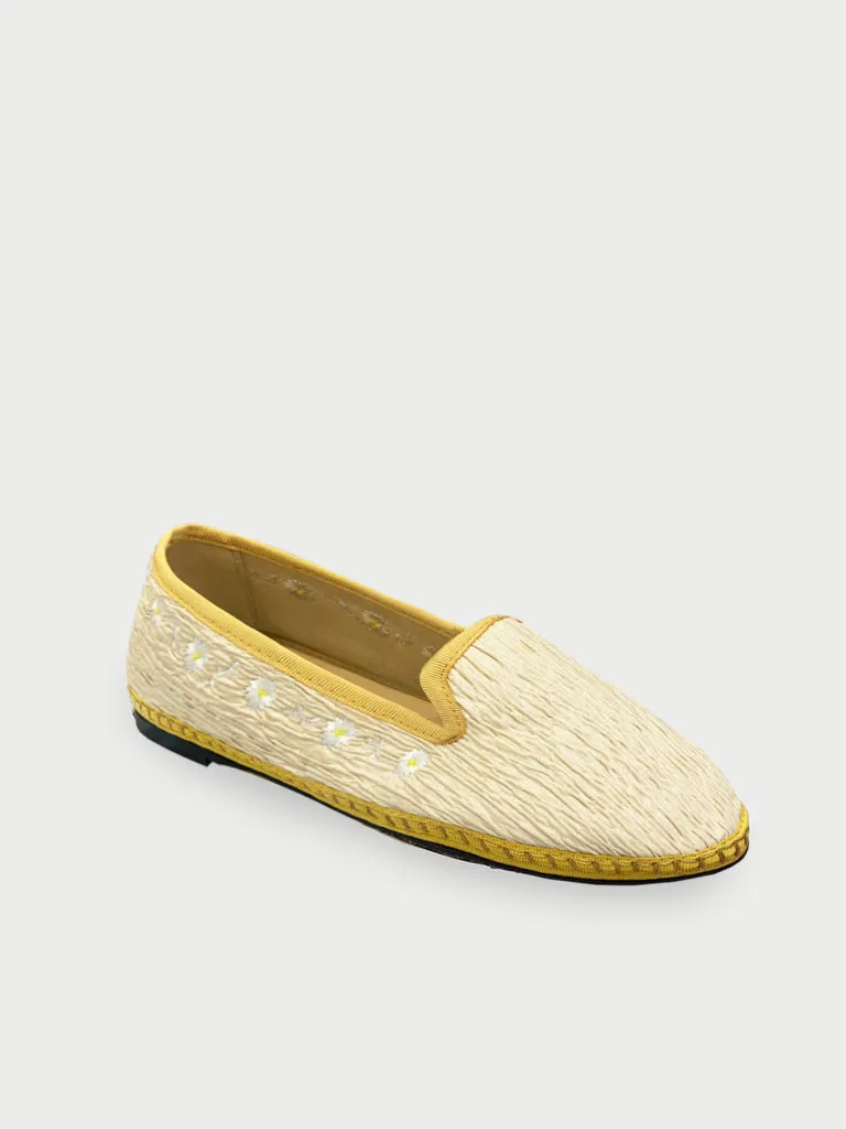 Flagelus Smoking Daisy Beige papuci bej brodați