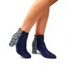 Catinca Shoes GX31 BLT ghete damă piele bleumarin triunghiuri