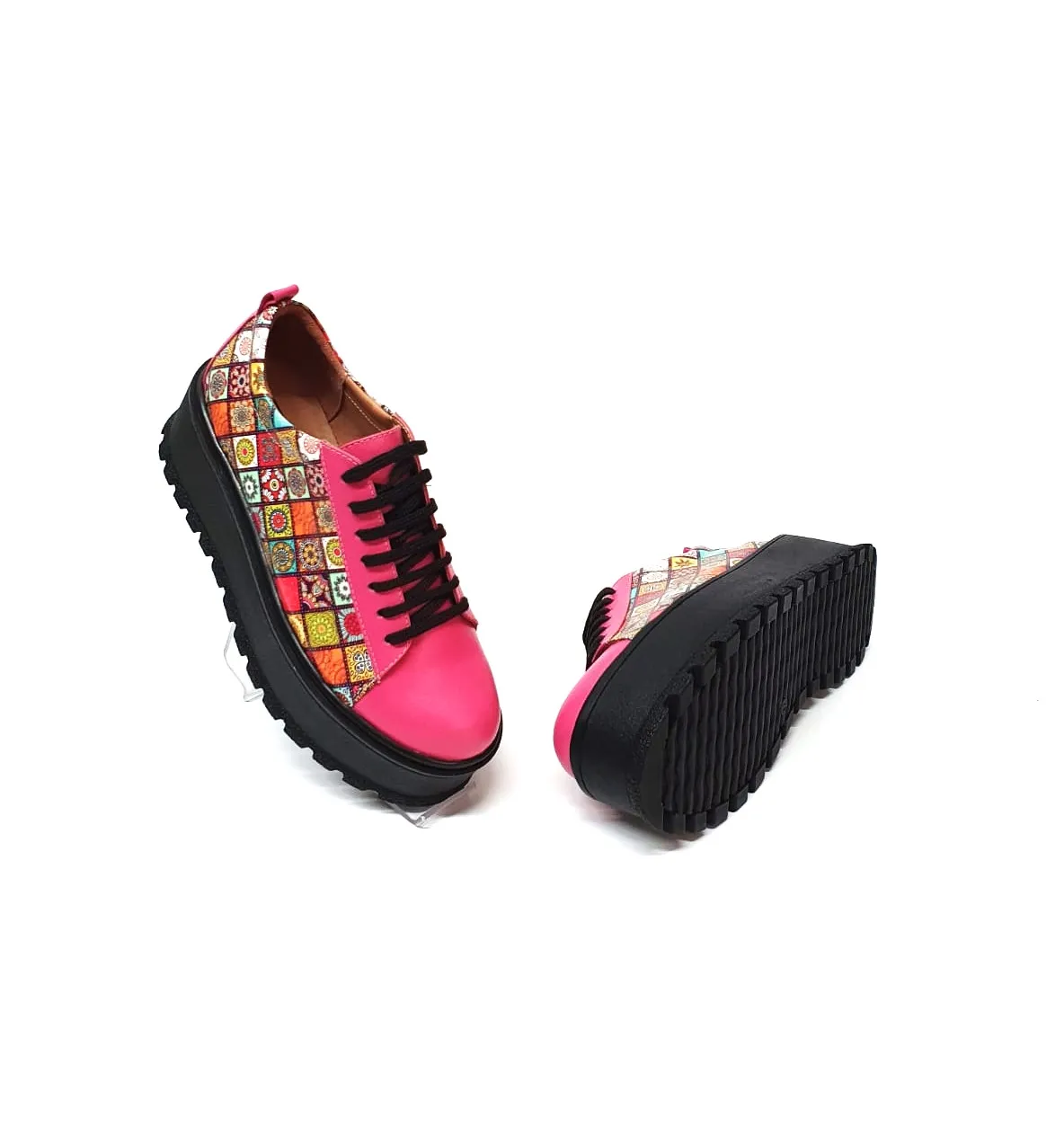 Catinca Shoes X3 RP3D pantofi piele naturala roz patratele 3D