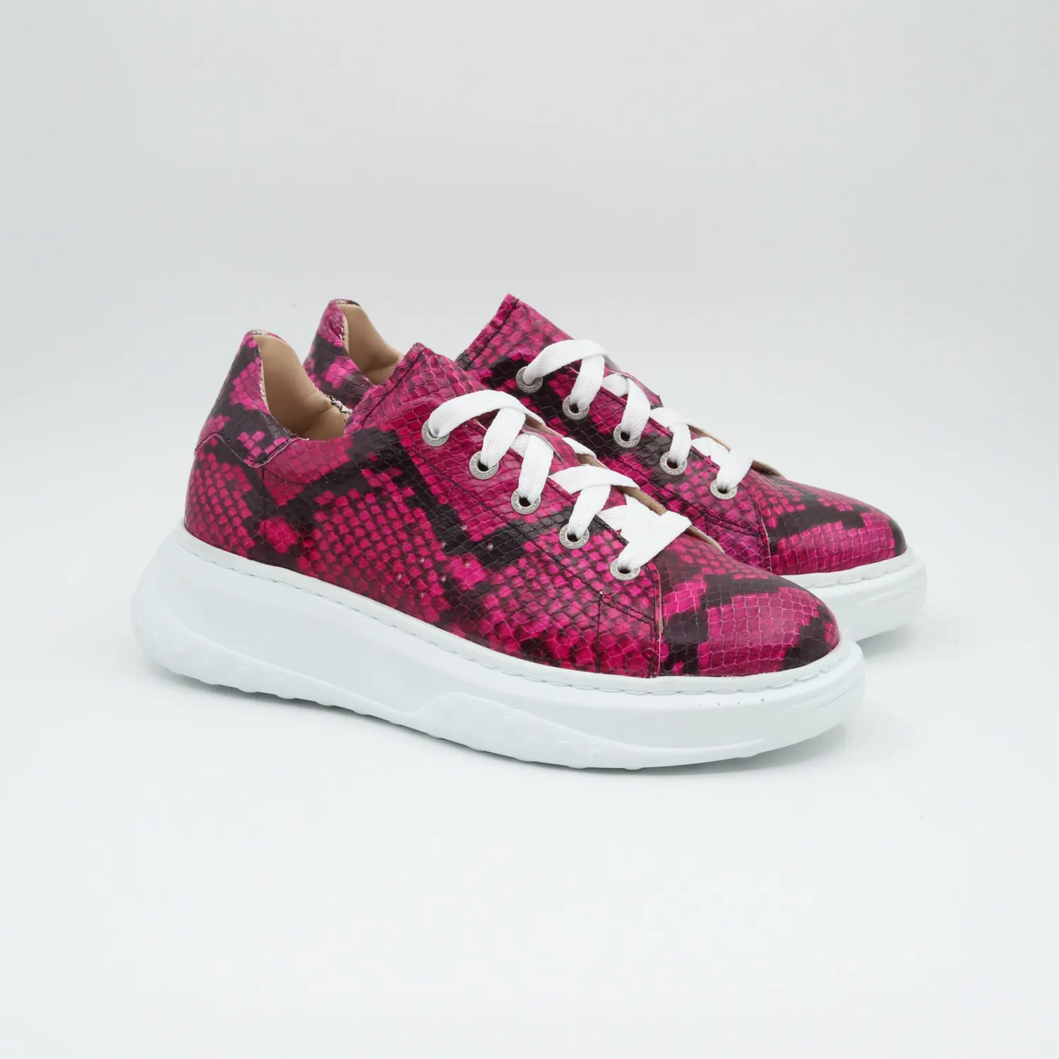 Lucas Shoes 5101 RV Pink Snake sneakers roz piele