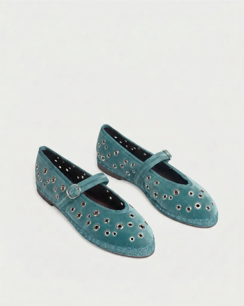 Flagelus Ophelia Petrol balerini verde velvet