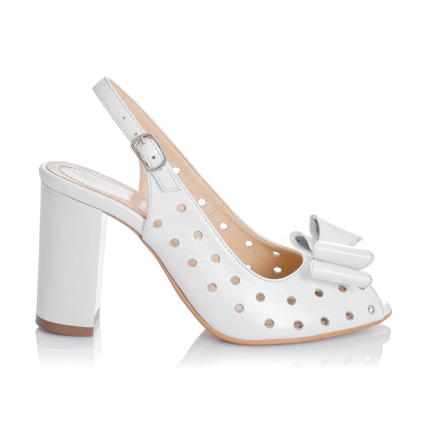 Catinca Shoes F24 AS sandale dama piele alb sidef