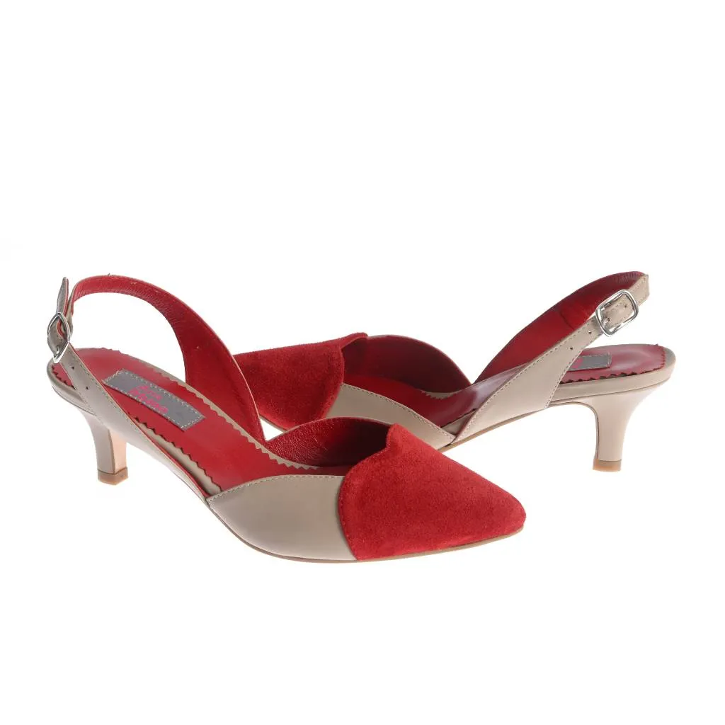 Ana Urbana Shoes Nashville sandale bej-rosu slingback