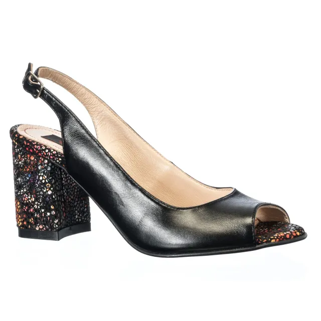Catinca Shoes E194 NF sandale piele naturala negru flori