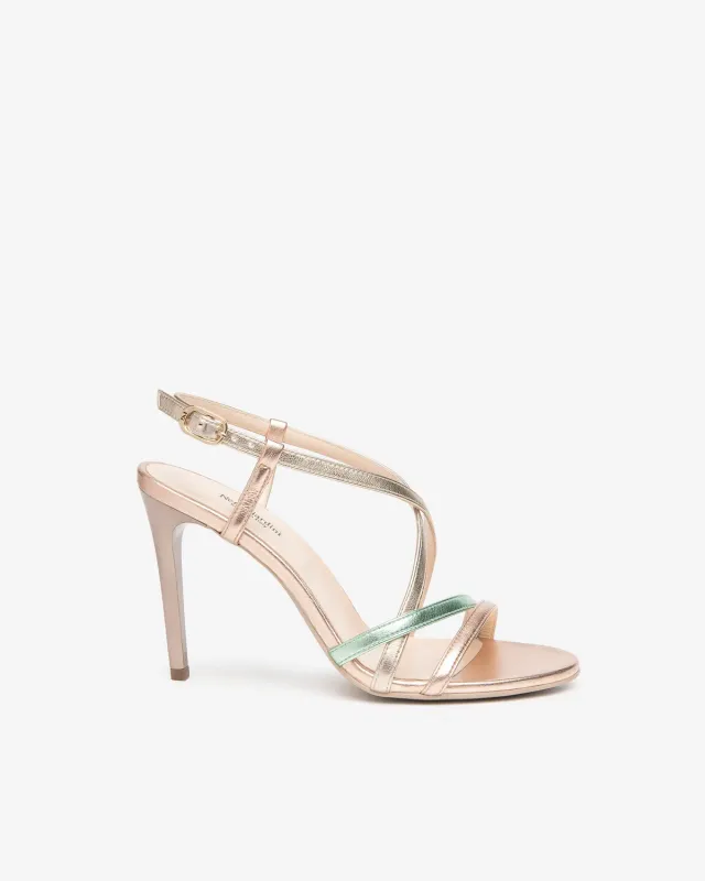 NeroGiardini sandale piele dama toc 9,5 cm multicolor
