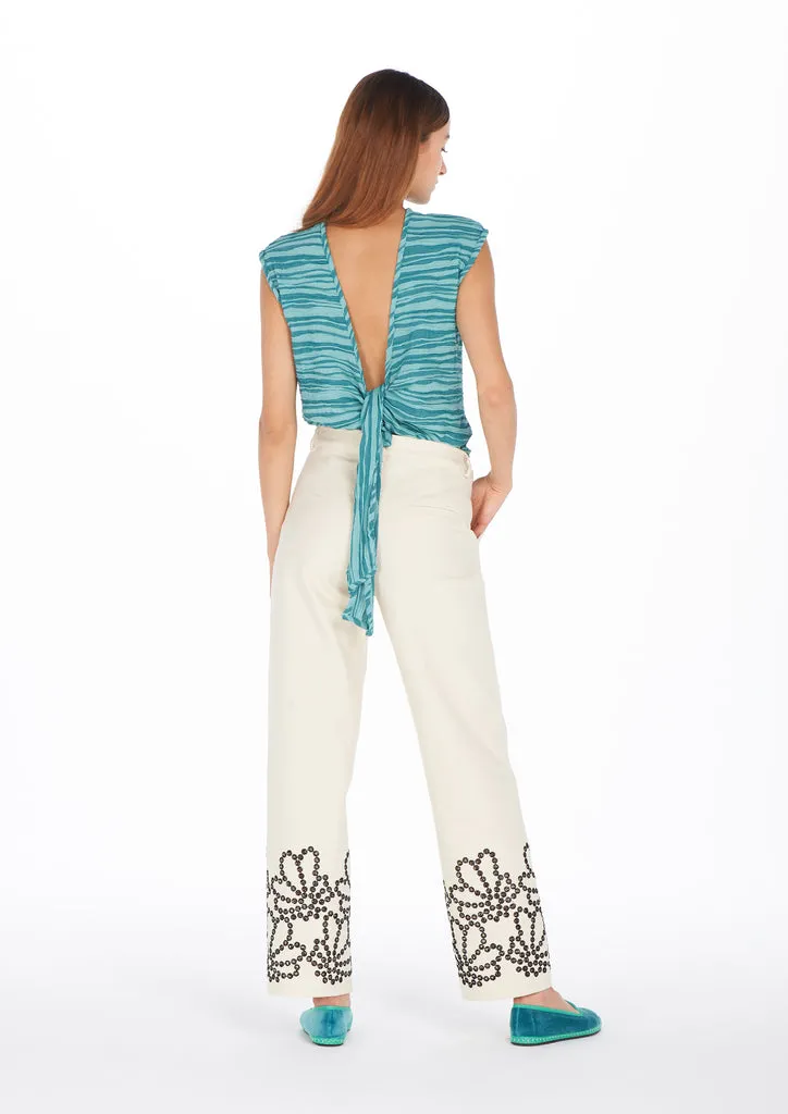 Flagelus Ling Blue Top albastru bumbac