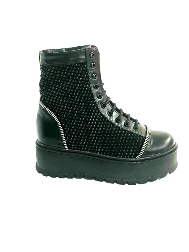 Catinca Shoes BC31 NBBN bocanci piele negru bilute