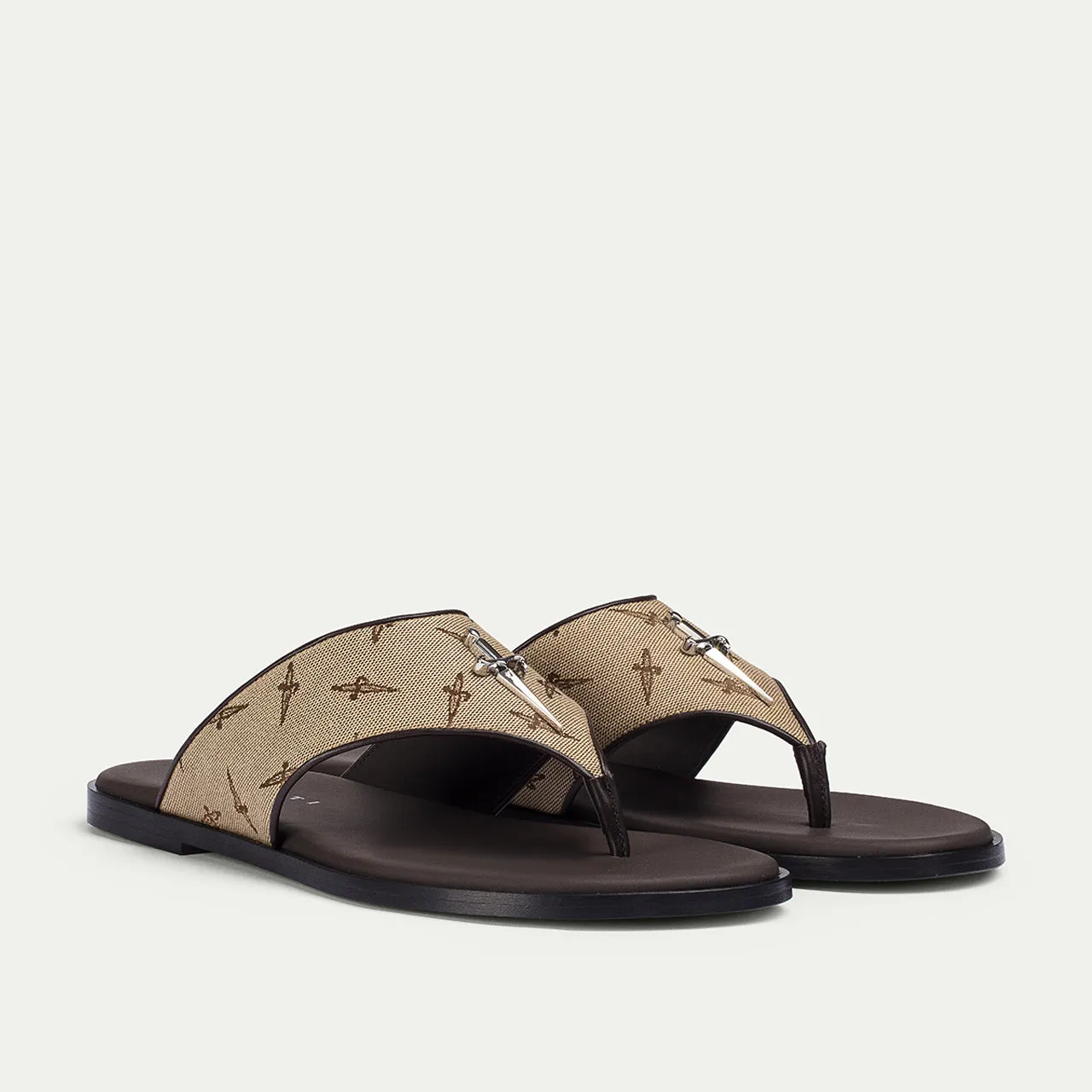 Cesare Paciotti Thong slapi barbati bej canvas