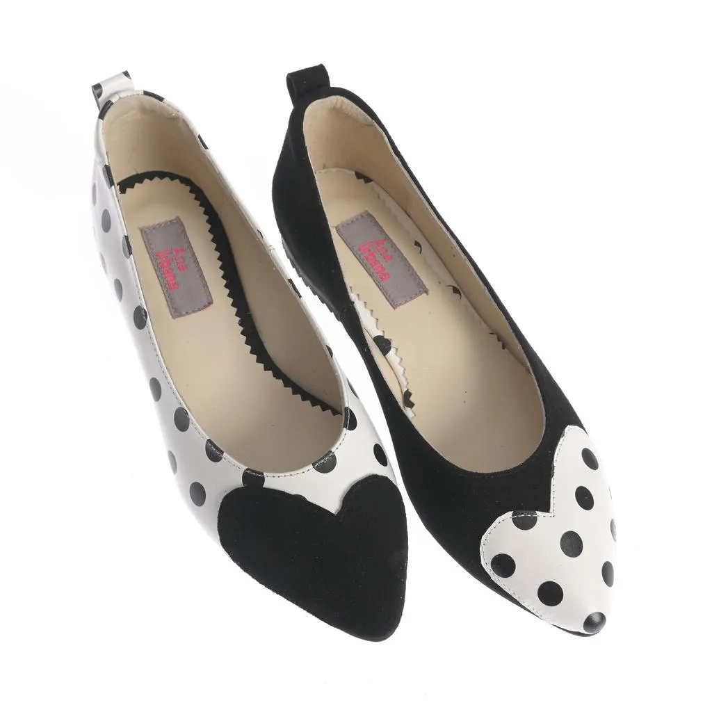 Ana Urbana Shoes Elena balerini negru-alb buline