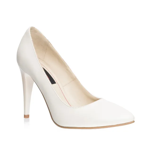 Catinca Shoes 2691 A pantofi dama stiletto albi piele