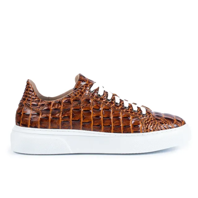Lucas Shoes Sneaker 510 Croco sneakers maro piele naturala