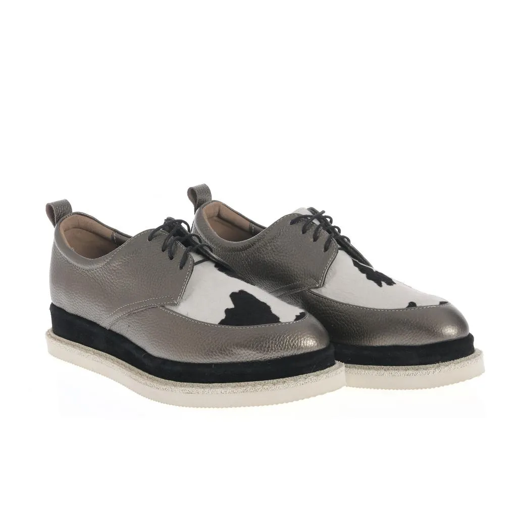 Ana Urbana Shoes Washington DC pantofi argintii print vaca