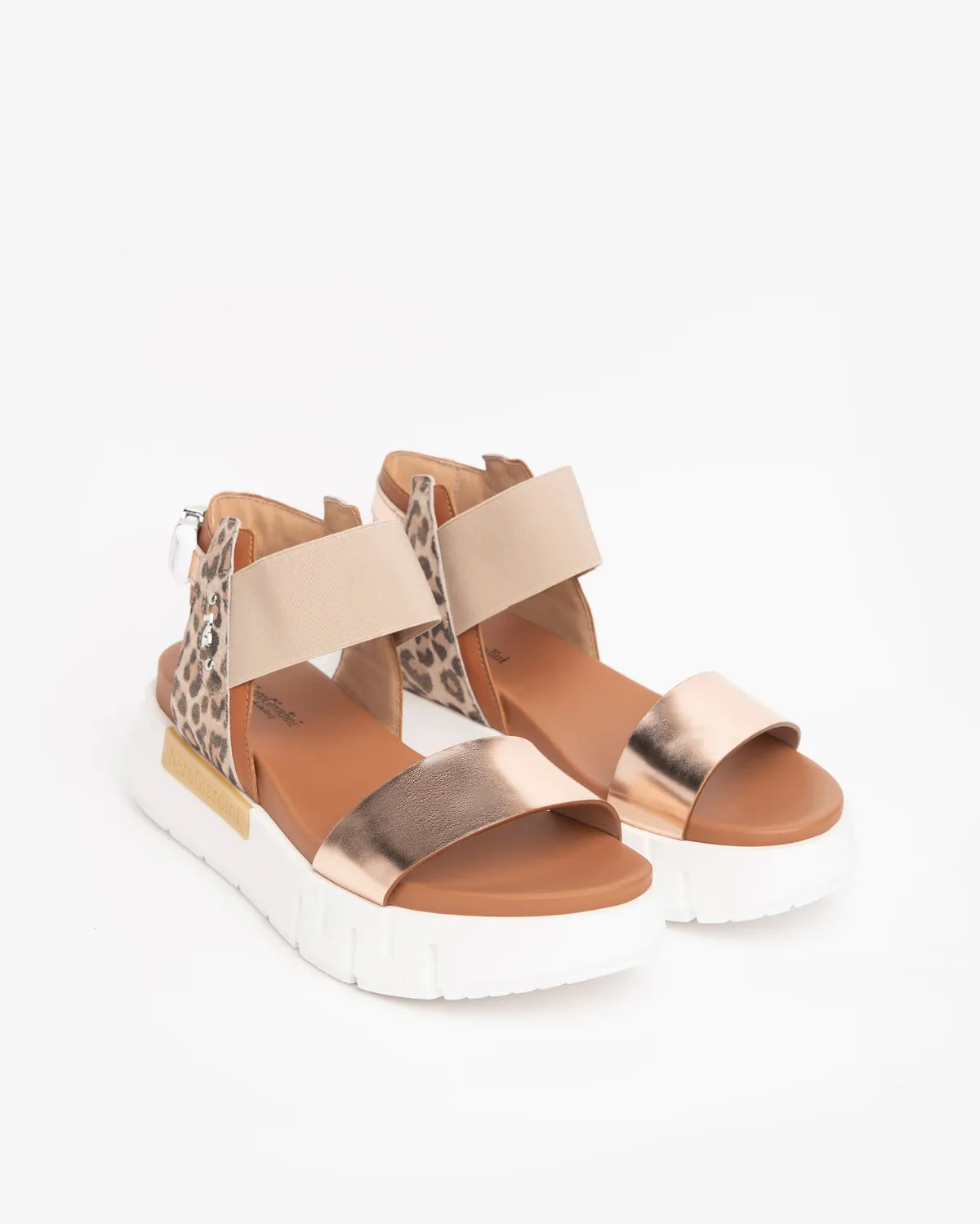 NeroGiardini sandale dama piele si material textil