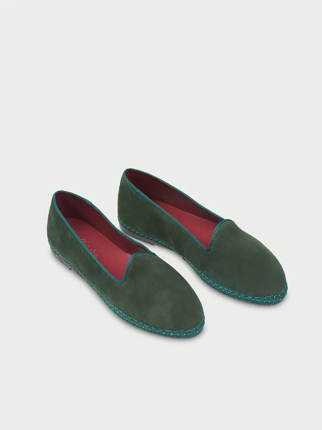 Flagelus Rita papuci piele intoarsa verde inchis