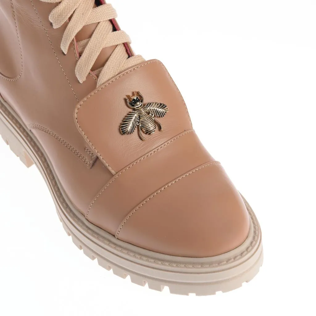 Ana Urbana Claudia ghete piele camel cu sireturi
