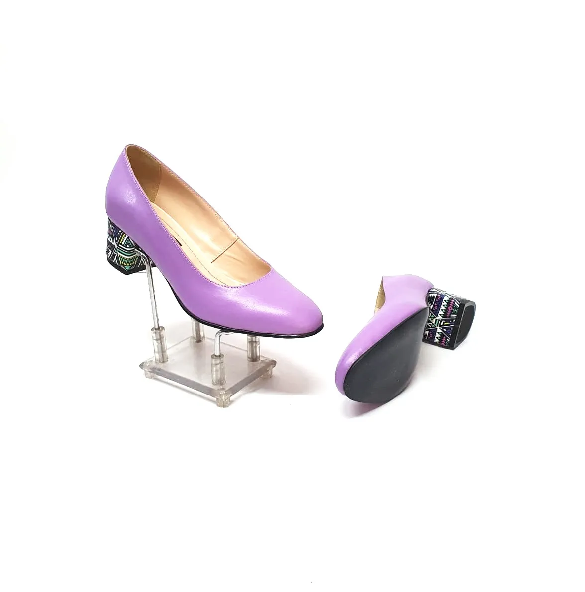 Catinca Shoes A6 LT pantofi dama piele lila triunghiuri