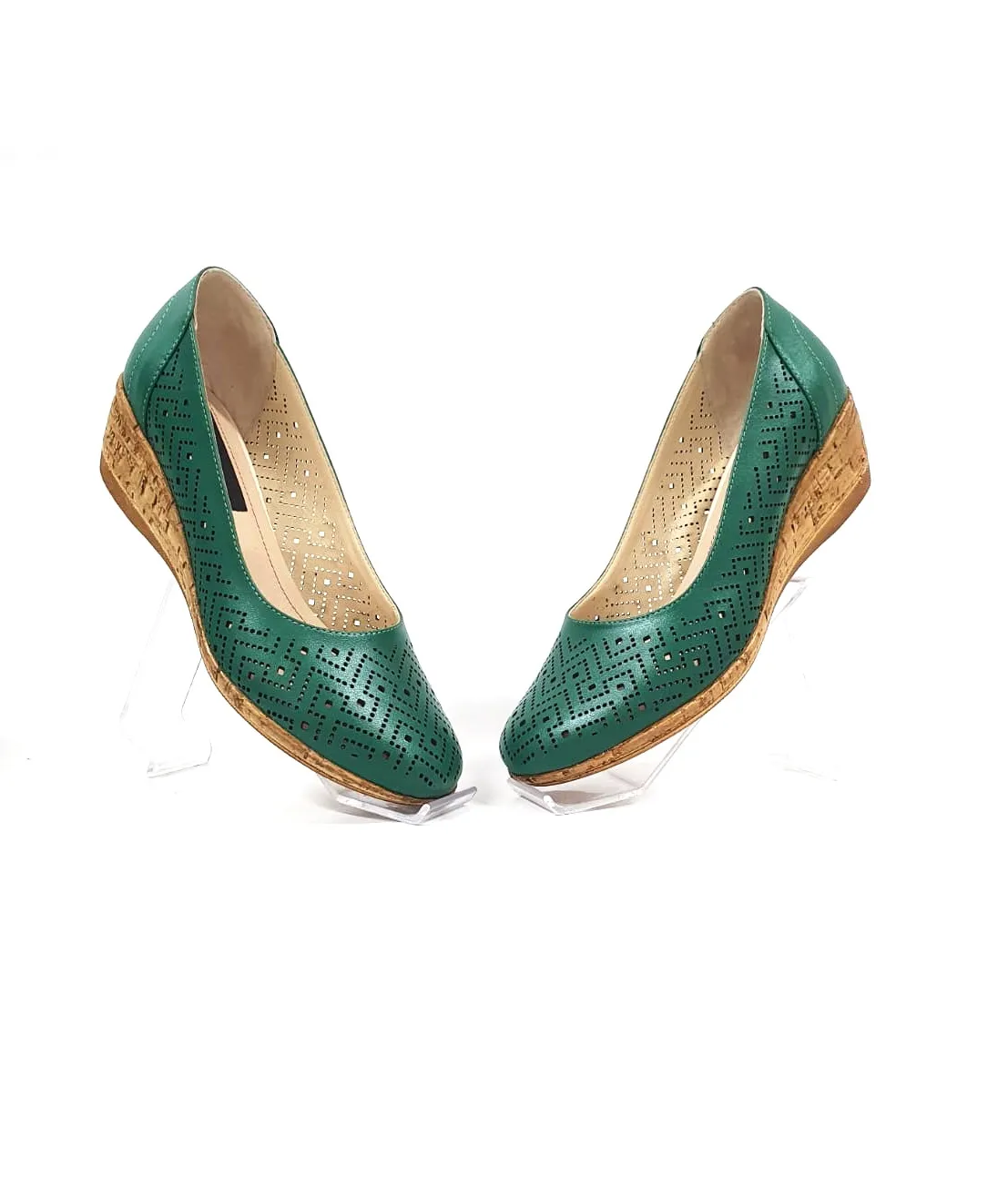 Catinca Shoes T14 V pantofi dama perforati piele verde