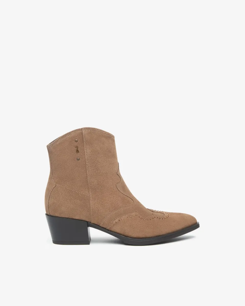 NeroGiardini botine dama western piele intoarsa toc 5 cm