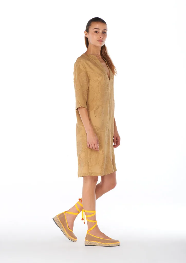 Flagelus Shan Yu Camel caftan scurt poliester