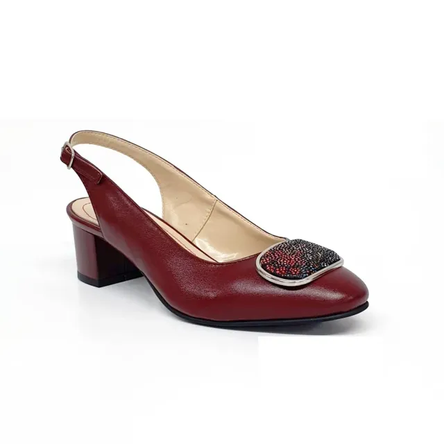 Catinca Shoes D21 BOF sandale dama piele bordo floricele