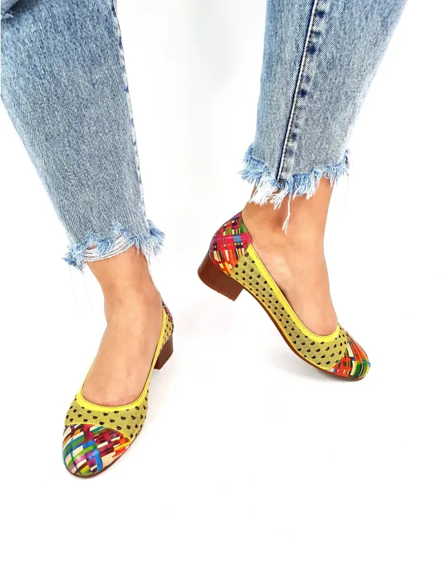 Catinca Shoes T11 GLC pantofi dama perforati piele galben