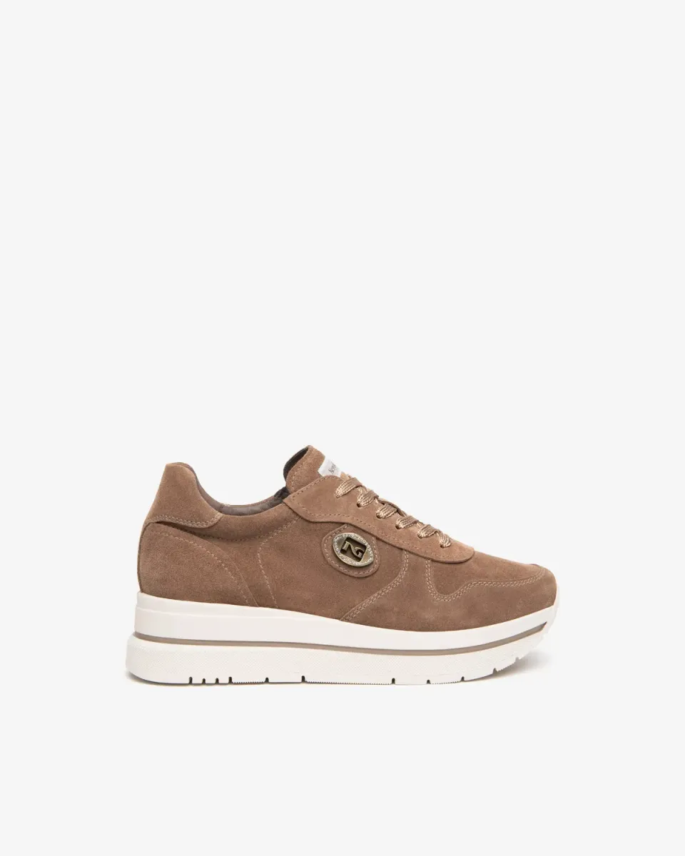 Sneakers Dama NeroGiardini Piele Intoarsa Platforma