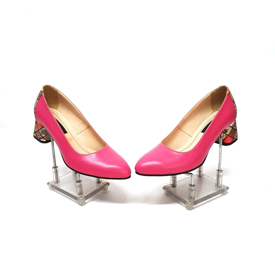 Catinca Shoes A4 RP3D pantofi dama piele roz patratele
