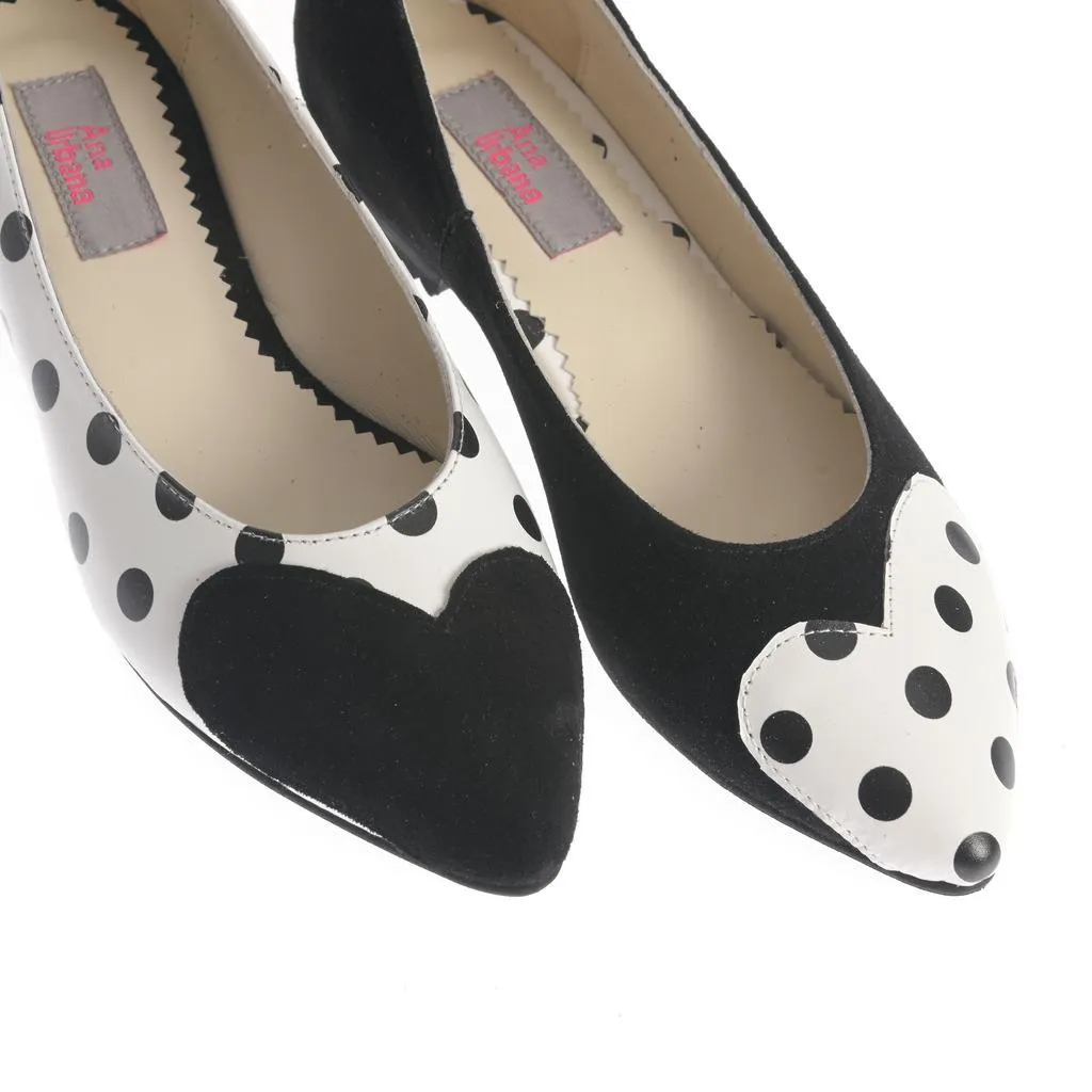 Ana Urbana Shoes Elena balerini negru-alb buline