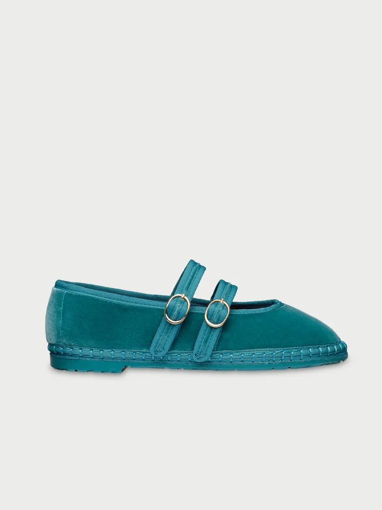 Flagelus Lady Claire Green pantofi mary jane catifea verde