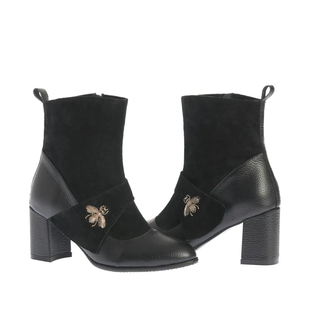 Ana Urbana Shoes Anemona botine negre toc gros 6 cm