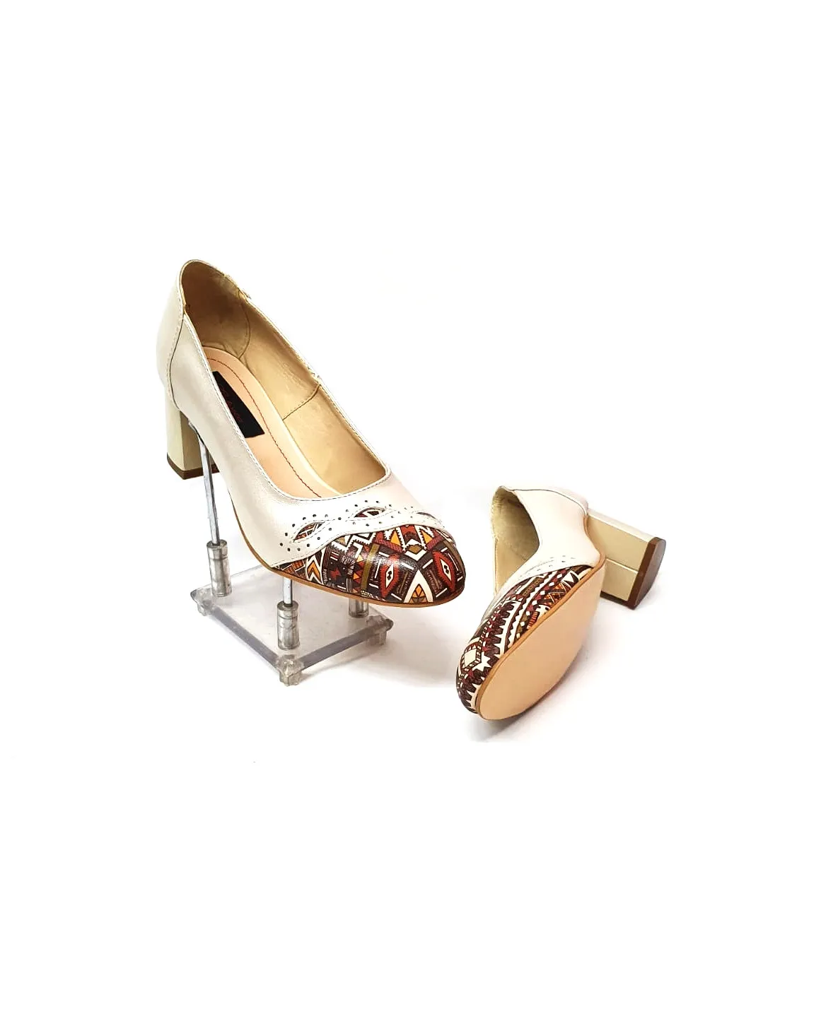 Catinca Shoes 03 BSTM pantofi dama piele bej sidef maro