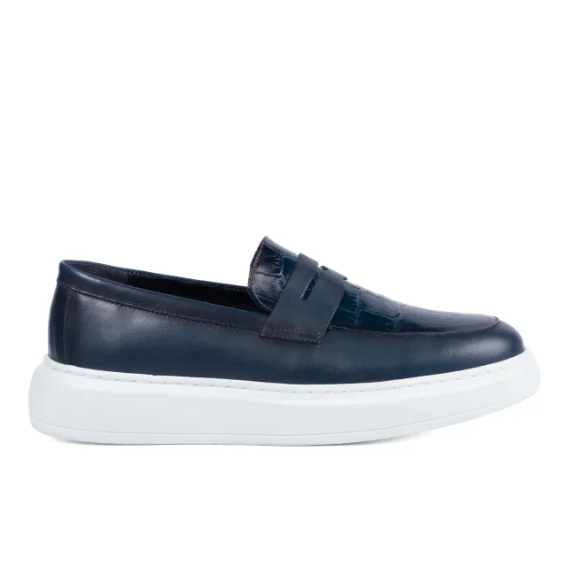 Lucas Shoes Ezra loafers blue croc piele bărbați