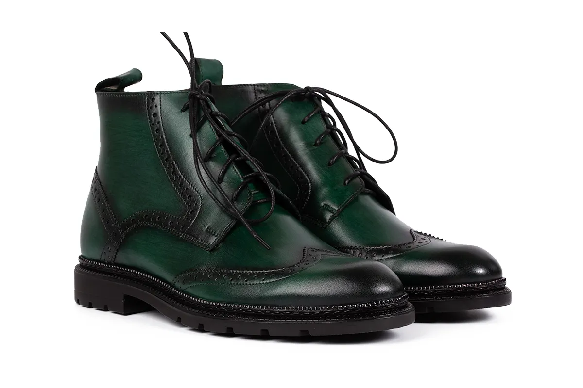 Lucas Shoes 850 ghete barbati verzi piele naturala