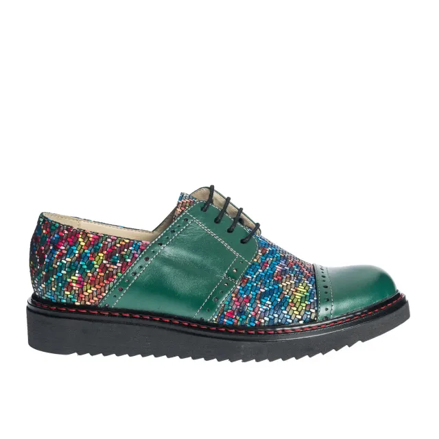Catinca Shoes G26 VM pantofi dama piele naturala verde mozaic