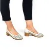Catinca Shoes T15 BJS pantofi dama piele bej sidef perforati